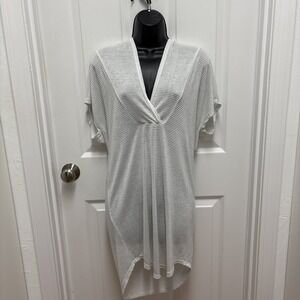 Jordan Taylor Women's White‎ Steived Hoodie Tunic Swim Coverup - Size Small